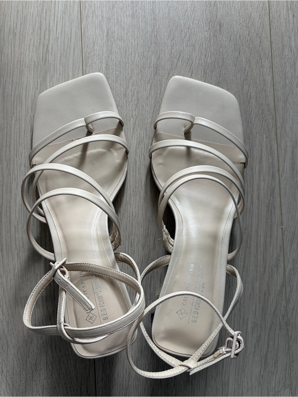 Call It Spring Cream Strappy Square-Toe Heels Sandals